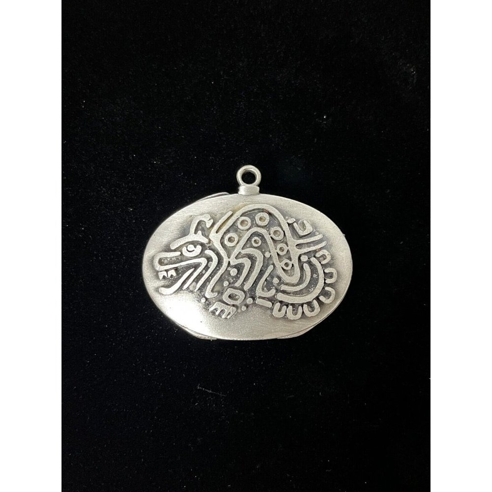 Cachet Vintage Silvertone Solid Perfume Tribal Dr… - image 1